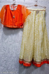 Embellished net lacha top for girls aged 3-4 years, good quality and sustainably made from India